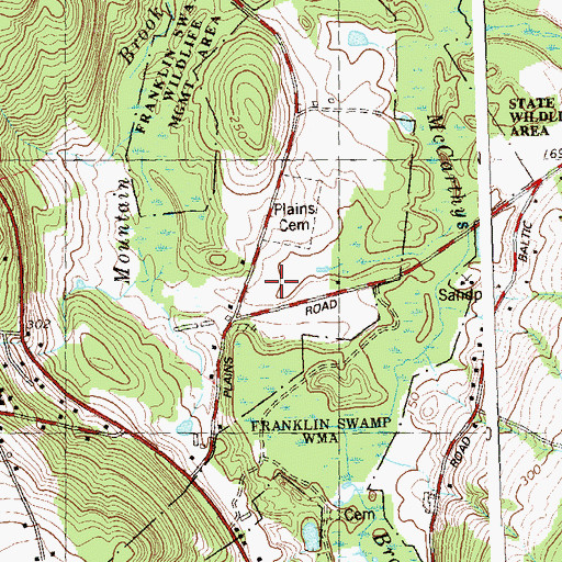 Topographic Map of Birchard Plain (historical), CT