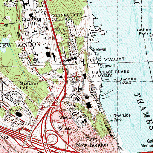 Topographic Map of Chase Hall, CT