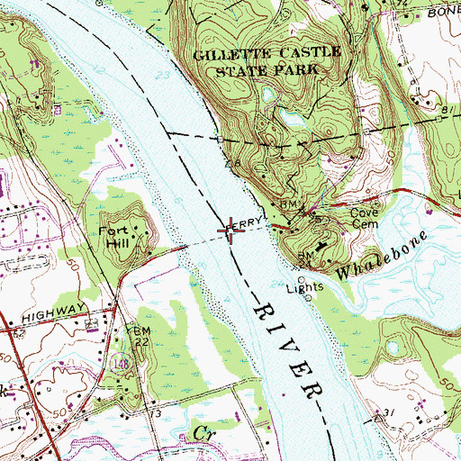 Topographic Map of Chester-Hadlyme Ferry, CT