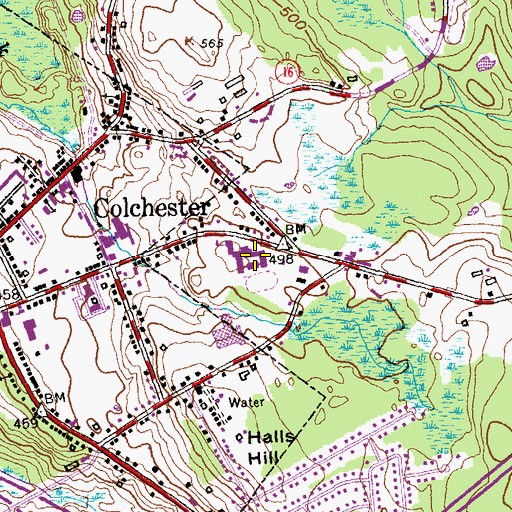 Topographic Map of Colchester Intermediate School, CT