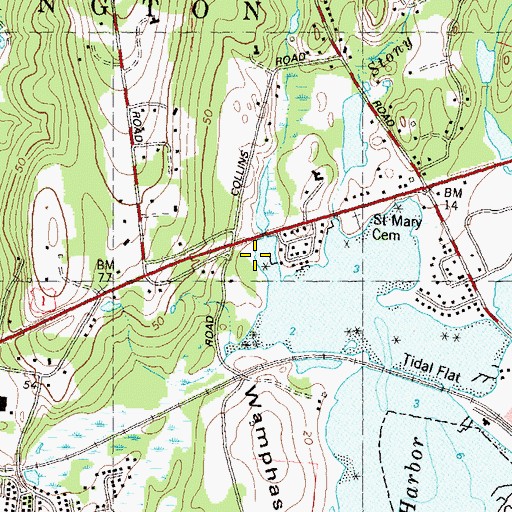 Topographic Map of Collins Cove, CT