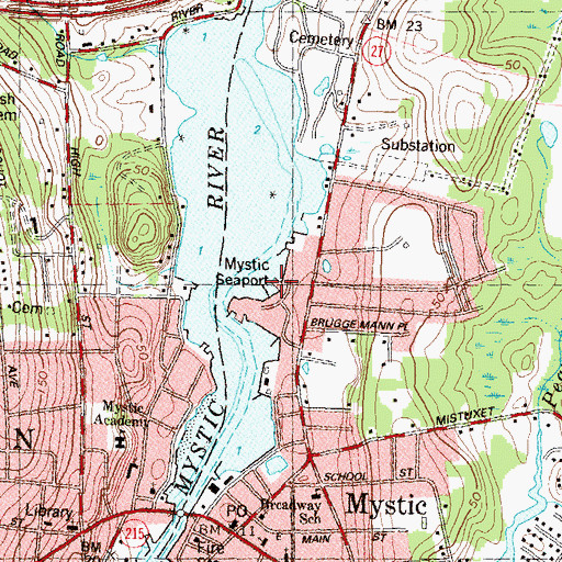 Topographic Map of G W Blunt White Library, CT