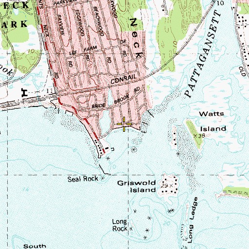 Topographic Map of Giants Neck Beach, CT