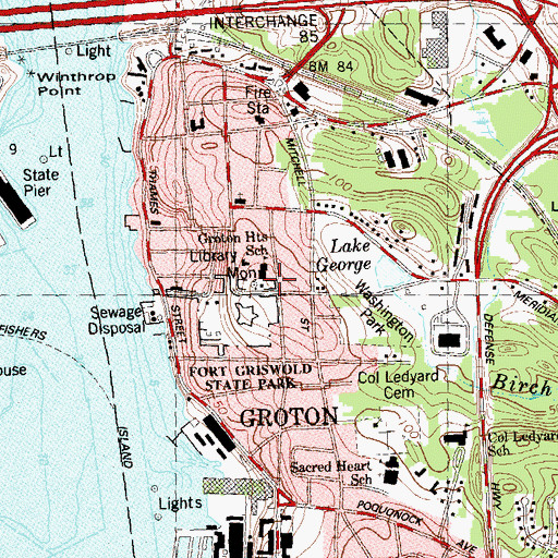 Topographic Map of Groton Balle Museum, CT