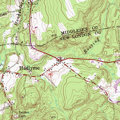 Topographic Map of Hadlyme Post Office, CT