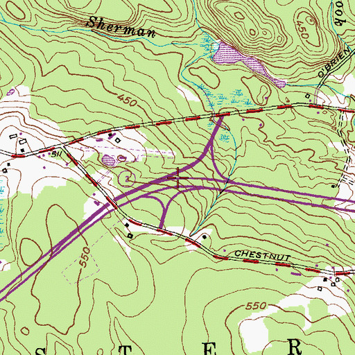 Topographic Map of Interchange 21, CT