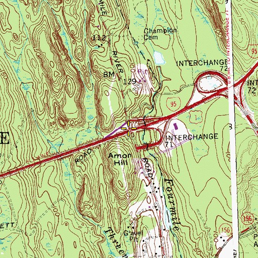 Topographic Map of Interchange 71, CT