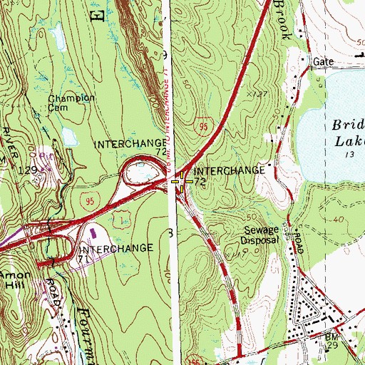 Topographic Map of Interchange 72, CT