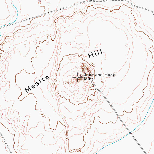 Topographic Map of Jake and Hank Mine, CO