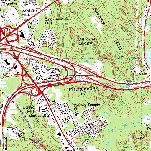 Topographic Map of Interchange 87, CT