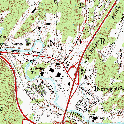 Topographic Map of John Baldwin House, CT