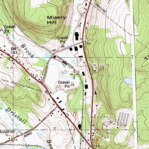 Topographic Map of Johnnycake Brook, CT