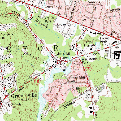 Topographic Map of Jordan Village Historic District, CT