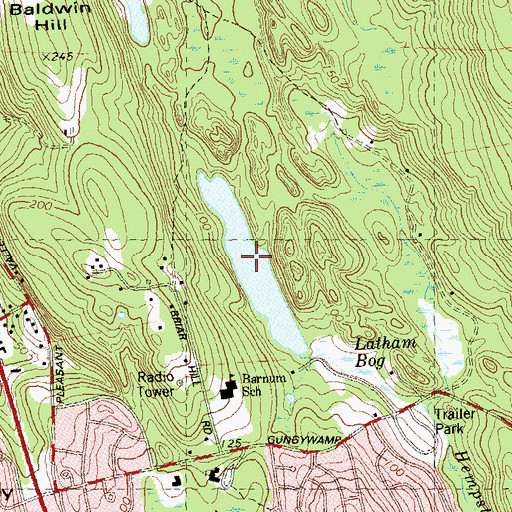 Topographic Map of Latham Reservoir, CT