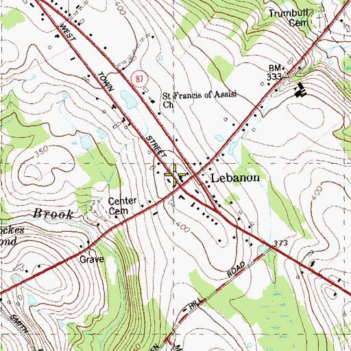 Topographic Map of Lebanon Green Historic District, CT