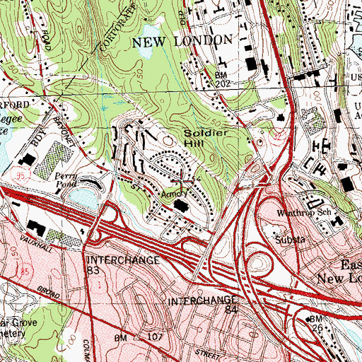 Topographic Map of Little Red Schoolhouse, CT