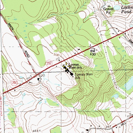 Topographic Map of Lyman Memorial High School, CT
