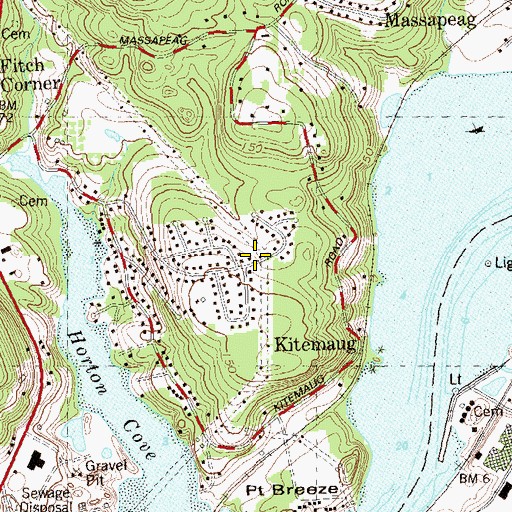 Topographic Map of Massapeag Neck, CT