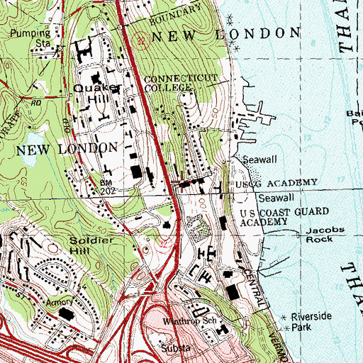 Topographic Map of Michel Hall, CT