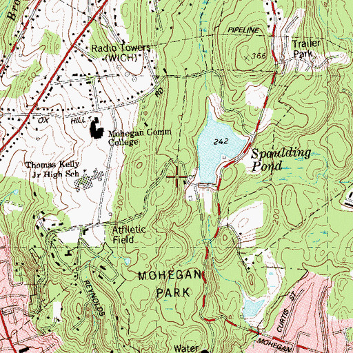 Topographic Map of Monhegan Tribal Memorial, CT