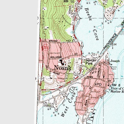 Topographic Map of Noank Elementary School, CT
