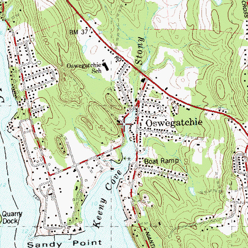 Topographic Map of Oswegatchie Academy, CT