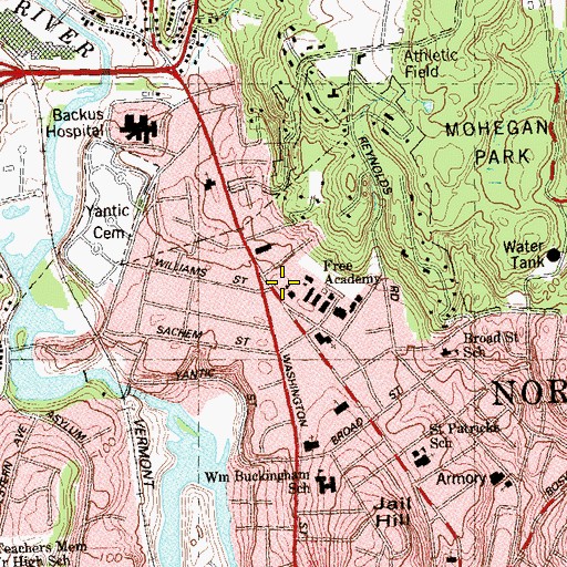 Topographic Map of Peck Library, CT