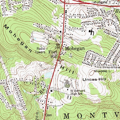 Topographic Map of Tantaguideon Indian Museum, CT