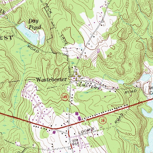 Topographic Map of Westchester Congregational Church, CT