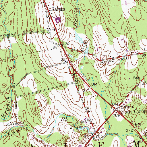 Topographic Map of Wheatfield Ridge, CT