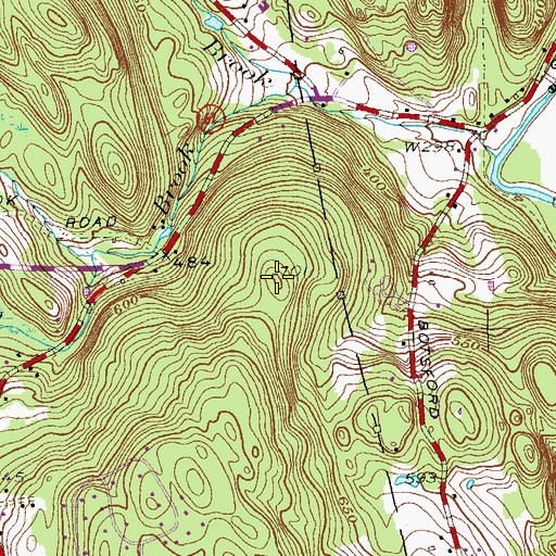 Topographic Map of Bulkeley Hill, CT