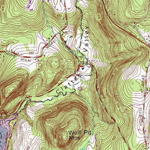 Topographic Map of Clatter Valley Park, CT