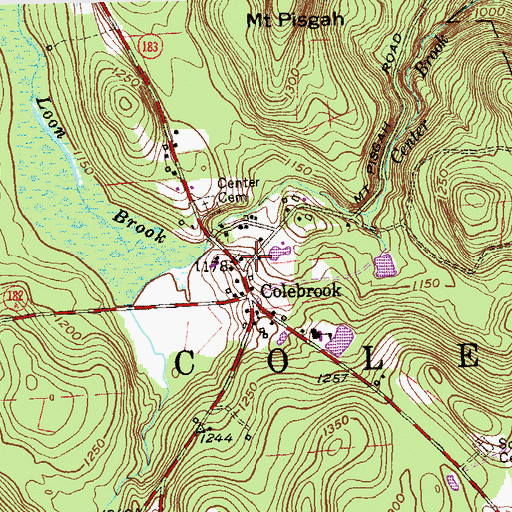 Topographic Map of Colebrook Town Hall, CT