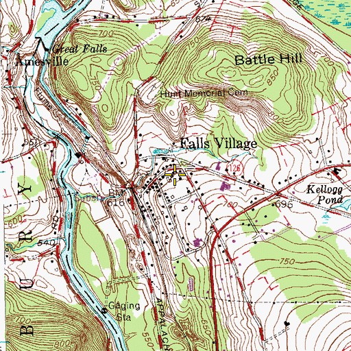 Topographic Map of Falls Village Congregational Church, CT