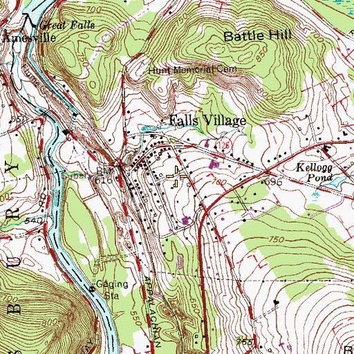 Topographic Map of Falls Village Post Office, CT