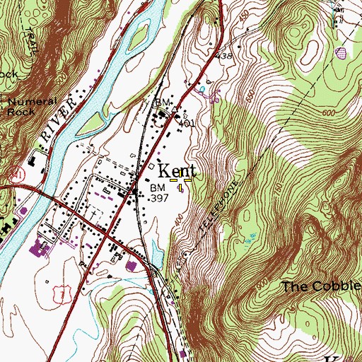 Topographic Map of Kent Post Office, CT