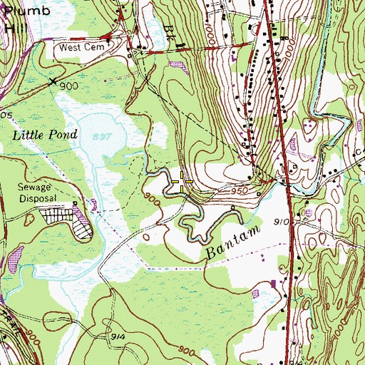 Topographic Map of Litchfield Country Club, CT