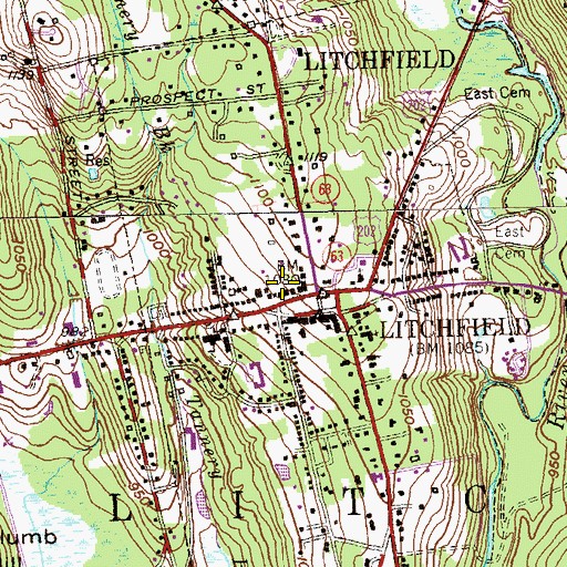 Topographic Map of Litchfield Town Hall, CT