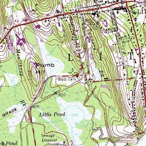 Topographic Map of Little Plain (historical), CT