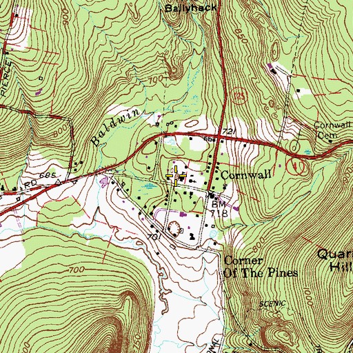 Topographic Map of Marvelwood School, CT