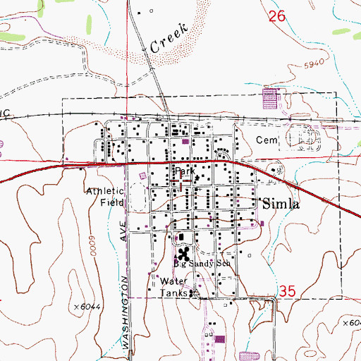 Topographic Map of Simla, CO
