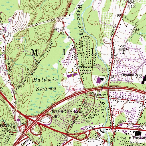 Topographic Map of Mathewson School, CT