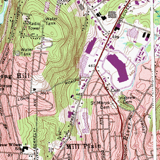 Topographic Map of McCall African Methodist Episcopal Zion Church, CT