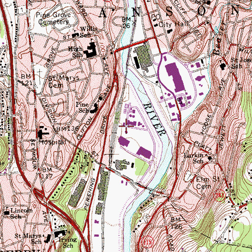 Topographic Map of Mead School, CT