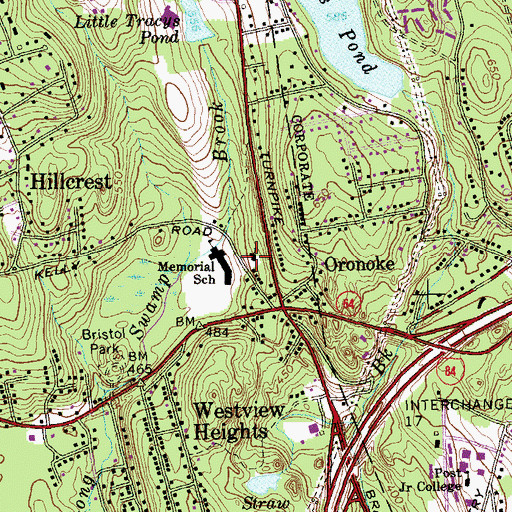 Topographic Map of Middlebury Baptist Church, CT
