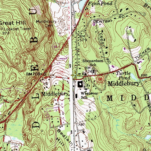 Topographic Map of Middlebury Center Historic District, CT