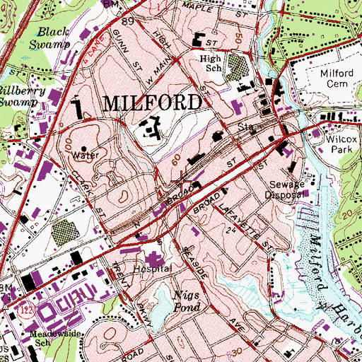 Topographic Map of Milford Green, CT