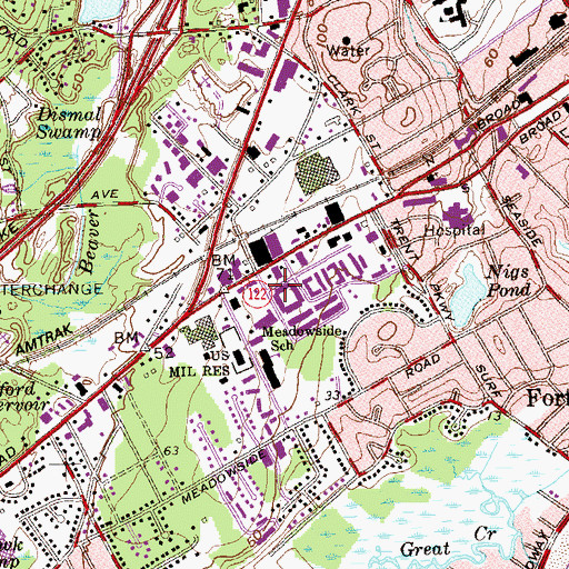 Topographic Map of Milford Mental Health Clinic, CT