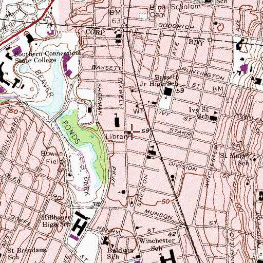 Topographic Map of Mount Hope Temple, CT
