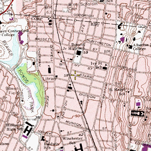Topographic Map of New Freedom Baptist Church, CT
